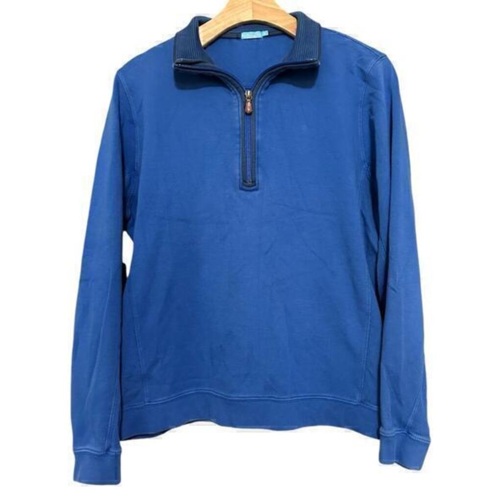 J. McLaughlin Men’s Size M Royal Blue Pima Cotton 1/4 Zip Pullover Sweater